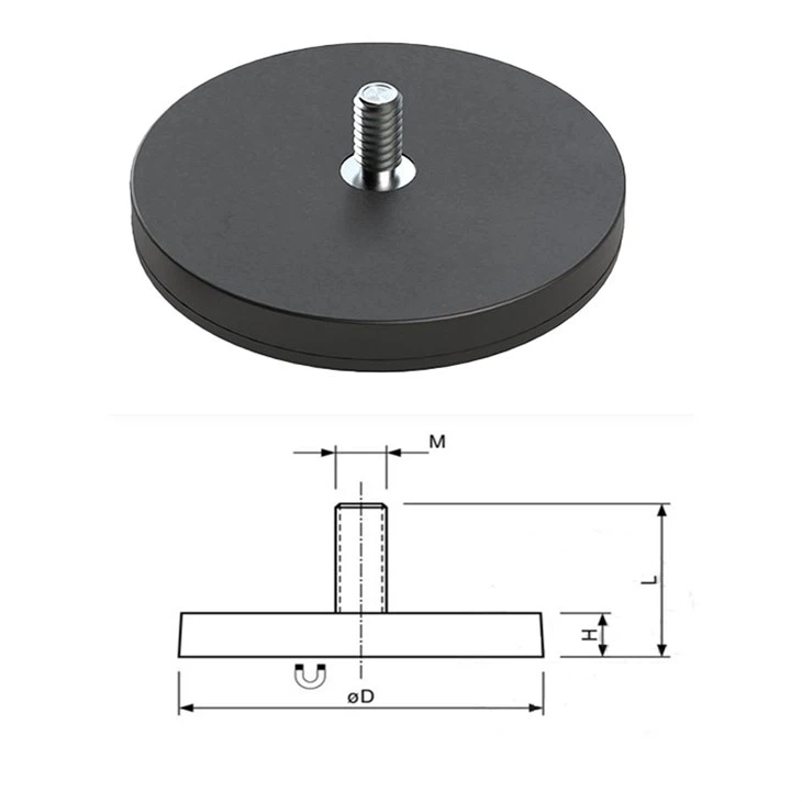Strong Neodymium Pot Magnet With Vibration-Damping Rubber | M4/M6/M8 Threaded Base For Maximum Holding Power high quality